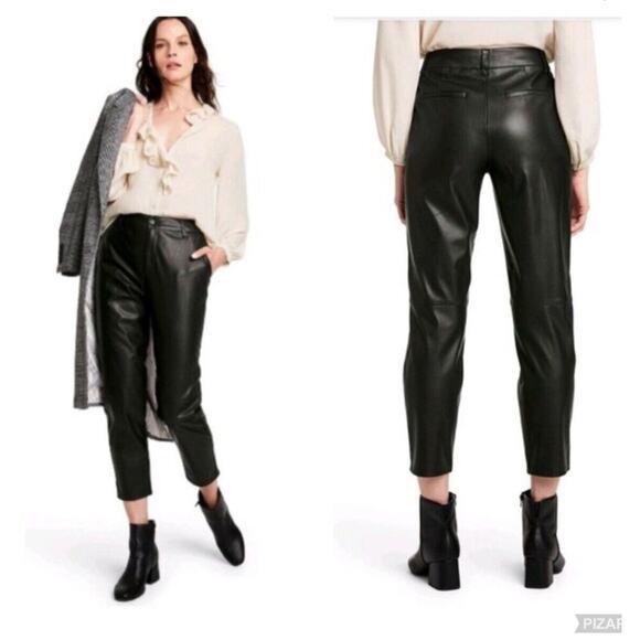 Nili Lotan x Target High Rise Ankle Faux Leather Pants Size 2 Straight Leg Black - Picture 7 of 7